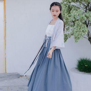 Set: Hanfu Strappy Maxi Dress + Jacket