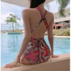 Patterned Bow-back Swimsuit