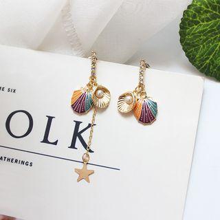 Alloy Scallop Faux Pearl Dangle Earring Shell Earrings - One Size
