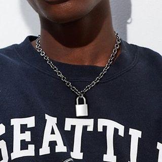 Lock Pendant Alloy Necklace 1 Pc - Silver - One Size