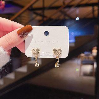 Heart Alloy Dangle Earring E2858 - 1 Pair - Gold - One Size