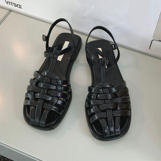 Woven T-strap Sandals