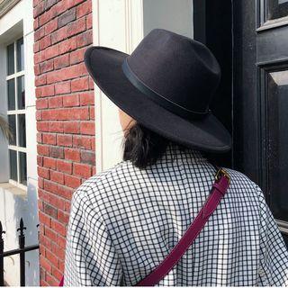 Plain Fedora Hat Black - M=56-58cm