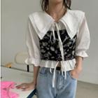 Flora Tank Top/ Plain Collar Short Sleeve Shirt