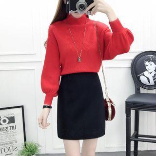 Set: Loose-fit Knit Top + A-line Skirt