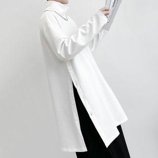 Stand Collar Slit Oversized Top