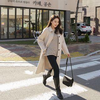 Hidden-button Wool Blend Coat With Sash