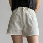 Basic Fray-hem Cotton Shorts