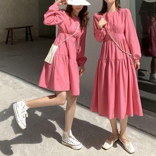 Long-sleeve Plain A-line Dress (various Designs)