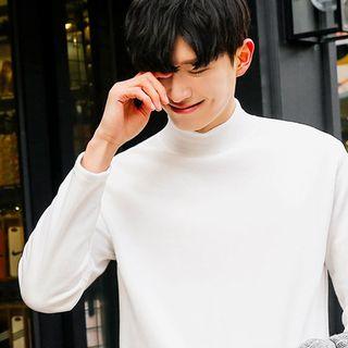Long-sleeve Mock-neck Brushed Fleece Top