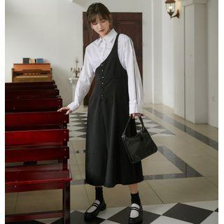 One-shoulder Midi A-line Overall Dress