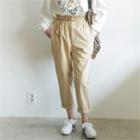 Paperbag-waist Cotton Baggy Pants With Belt