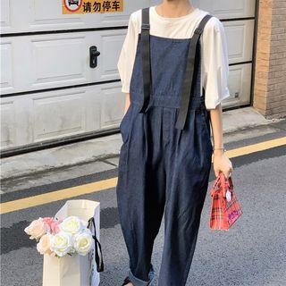Puff-sleeve Blouse / Denim Dungaree