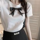 Short-sleeve Bow Accent T-shirt / Skirt