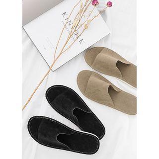 Faux-suede Stitched Slippers