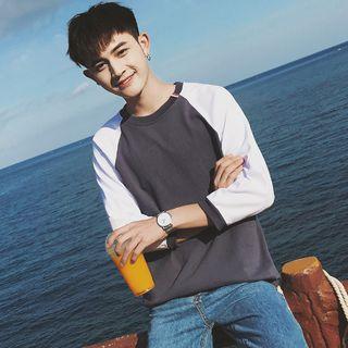 3/4-sleeve Tabbed Panel T-shirt