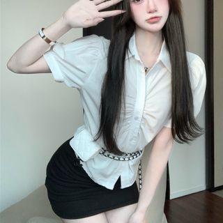 Puff-sleeve Ruched Shirt