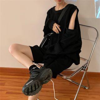 Plain Cold-shoulder Pullover