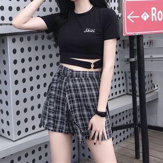 Lettering Cutout Cropped T-shirt