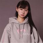 Japanese Character Printed Hooded Pullover Fleece - Gray - One Size