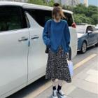 Slit Pullover / Leopard Print A-line Skirt