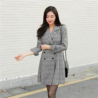 Double-breasted Glen-plaid Coatdress