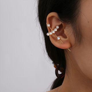 Rhinestone Earring 1954 - 1 Pc - Gold - One Size