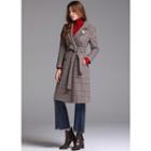 Double-breasted Tie-waist Plaid Coat