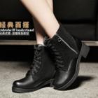 Genuine Leather Panel Short Boots