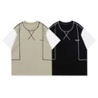 Mock Two-piece Contrast Stitching T-shirt