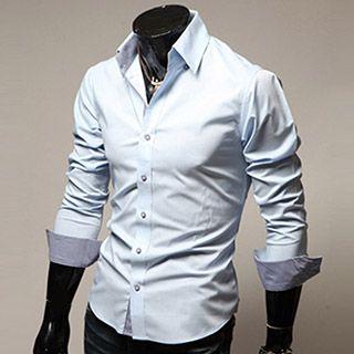 Check Trim Long-sleeve Shirt