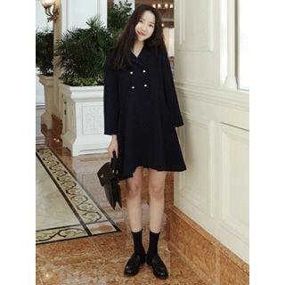 Sailor-collar Double-breasted Dress