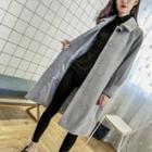 Knit Panel Buttoned Long Coat