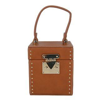Stud Faux-leather Box Hand Bag