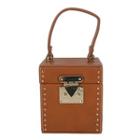 Stud Faux-leather Box Hand Bag