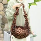 Leopard Print Canvas Hobo Bag