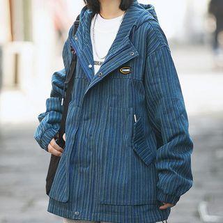 Striped Zip-up Coat