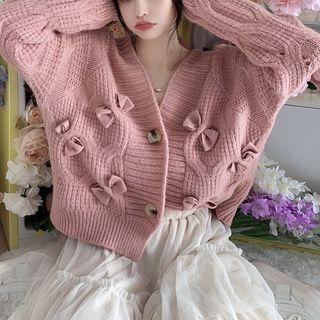 Bow Accent Cardigan / Shirt