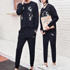 Couple Matching Set: Floral Embroidered Sweatshirt + Sweatpants
