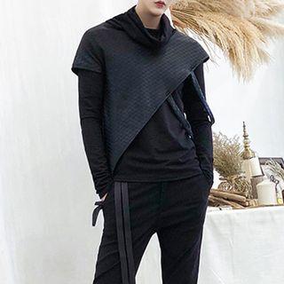 Mock Two-piece Cowl Neck Sweatshirt