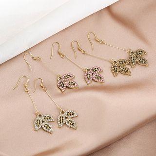 Leaf Rhinestone Drop Earring