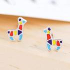 Llama Stud Earring Stud Earring - 1 Pair - Llama - Multicolor & Silver - One Size