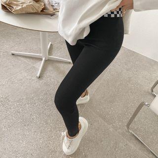Check-trim Fleece-lined Leggings