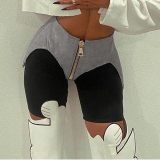 High-waist Lace-up Skinny Shorts