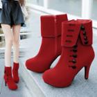 Faux-suede Buttoned Ankle Boots