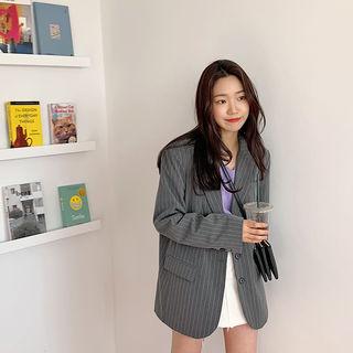 Pinstripe 3-button Blazer