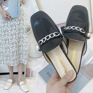 Faux Pearl Chain Mules