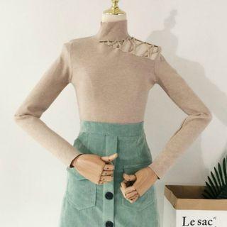 Crisscross Mock Neck Knit Top