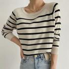 Long Sleeve Striped Crop Sweater