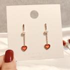 Faux Pearl & Heart Dangle Earring 1 Pair - E538 - Rose Gold - One Size